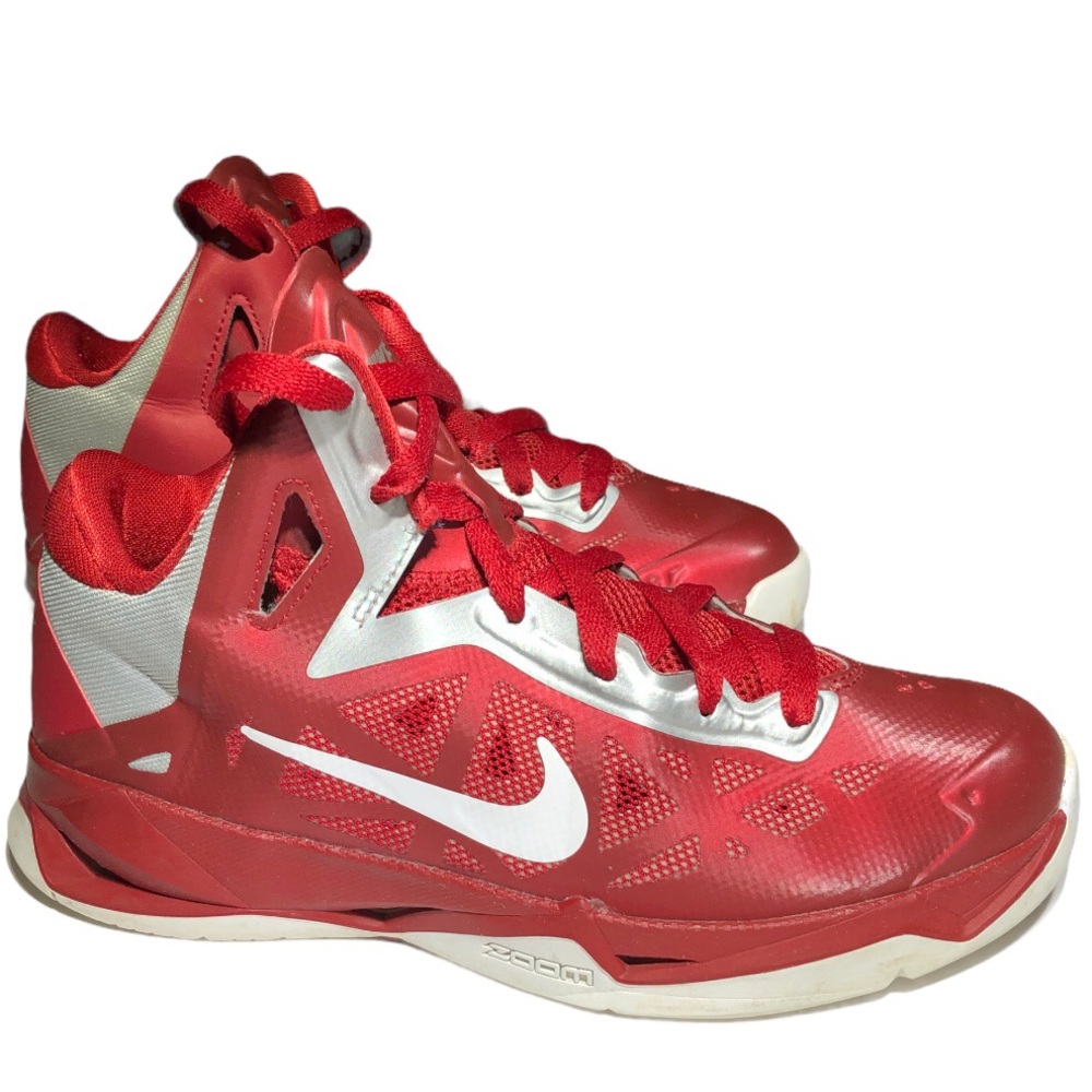 Nike 6.5 Zoom Hyperchaos Basketball Red Silver Mid